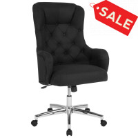 Flash Furniture BT-90557H-BLK-F-GG Chambord Home and Office Upholstered High Back Chair in Black Fabric 